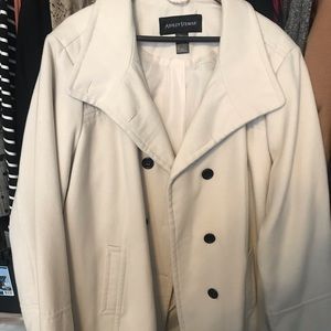 Ashley Stewart White Double Breasted Peacoat
